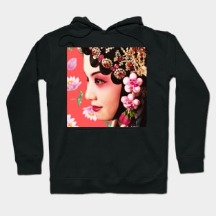 Chinese Opera Star with Lotus Flowers Coral - Hong Kong Retro Hoodie